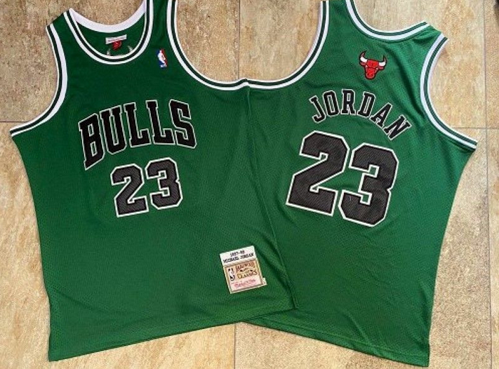 Men's Chicago Bulls #45 Michael Jordan Green Throwback Stitched Jersey